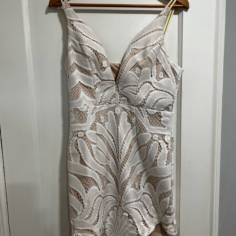 White lace mini dress